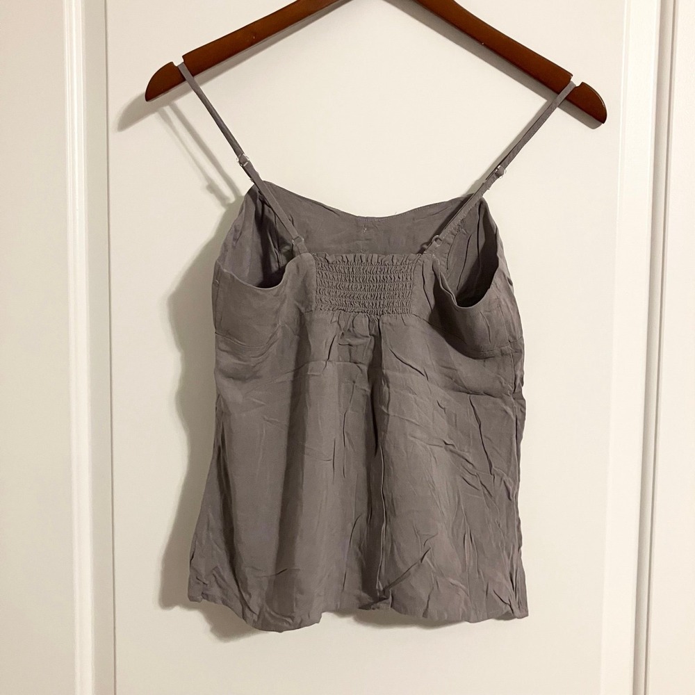 Kirra gray camisole tank top lace-trimmed button detail spaghetti strap Sz M - Picture 5 of 11